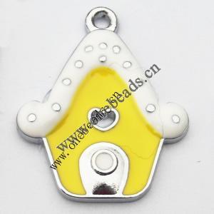 Zinc Alloy Enamel Pendant, House 21x26mm, Sold by PC