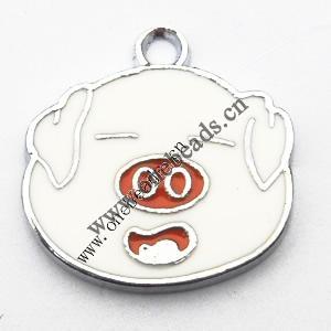 Zinc Alloy Enamel Pendant, Animal Head 15x15mm, Sold by PC