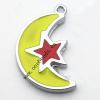 Zinc Alloy Enamel Pendant, Moon and Star 15x24mm, Sold by PC