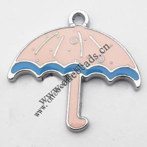 Zinc Alloy Enamel Pendant, Umbrellas 27x26mm, Sold by PC