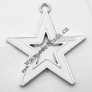 Zinc Alloy Enamel Pendant, Hollow Star 33x36mm, Sold by PC