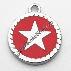 Zinc Alloy Enamel Pendant, Flat Round 15x18mm, Sold by PC