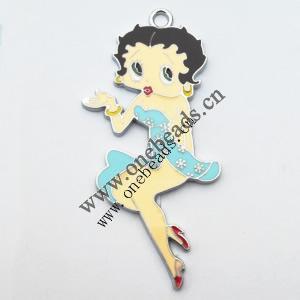 Zinc Alloy Enamel Pendant, Girl 32x67mm, Sold by PC