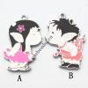 Zinc Alloy Enamel Pendant, Boy and Girl 20x34mm, Sold by PC