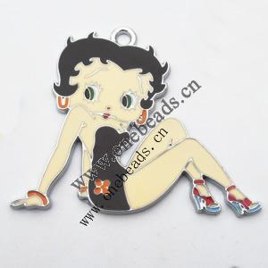 Zinc Alloy Enamel Pendant, Girl 60x50mm, Sold by PC