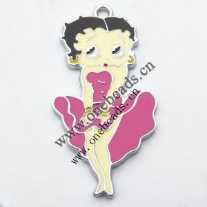 Zinc Alloy Enamel Pendant, Girl 22x44mm, Sold by PC