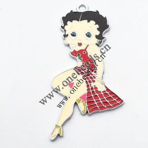 Zinc Alloy Enamel Pendant, Girl 34x71mm, Sold by PC