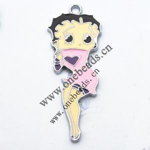 Zinc Alloy Enamel Pendant, Girl 17x44mm, Sold by PC