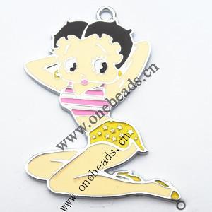 Zinc Alloy Enamel Pendant, Girl 46x63mm, Sold by PC