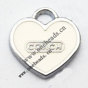 Zinc Alloy Enamel Pendant, Heart 14x14mm, Sold by PC
