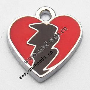 Zinc Alloy Enamel Pendant, Heart 15x15mm, Sold by PC