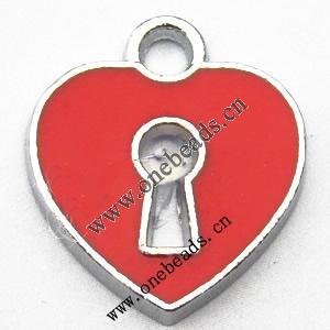 Zinc Alloy Enamel Pendant, Heart 16x18mm, Sold by PC