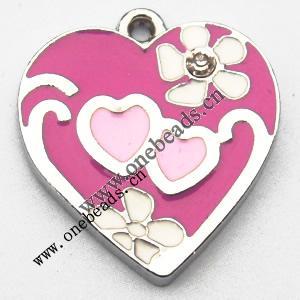 Zinc Alloy Enamel Pendant, Heart 18x20mm, Sold by PC