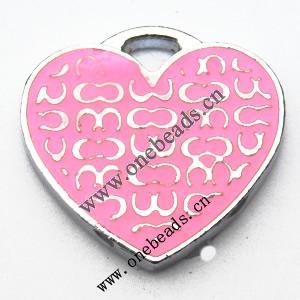 Zinc Alloy Enamel Pendant, Heart 20x20mm, Sold by PC