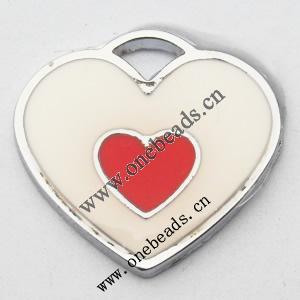 Zinc Alloy Enamel Pendant, Heart 22x21mm, Sold by PC