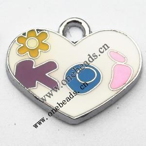 Zinc Alloy Enamel Pendant, Heart 22x18mm, Sold by PC