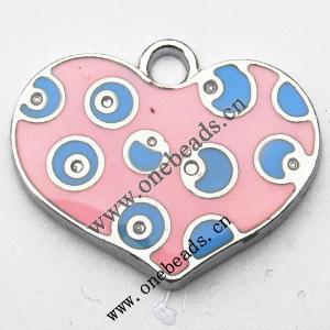 Zinc Alloy Enamel Pendant, Heart 22x18mm, Sold by PC