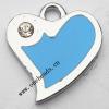 Zinc Alloy Enamel Pendant with Crystal, Heart 20x21mm, Sold by PC