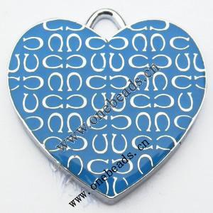Zinc Alloy Enamel Pendant, Heart 28x27mm, Sold by PC