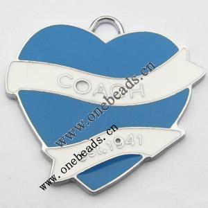 Zinc Alloy Enamel Pendant, Heart 32x29mm, Sold by PC