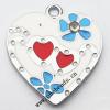 Zinc Alloy Enamel Pendant, Heart 25x27mm, Sold by PC