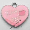 Zinc Alloy Enamel Pendant, Heart 22x20mm, Sold by PC