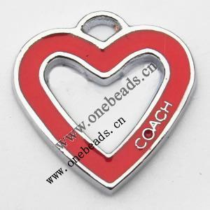 Zinc Alloy Enamel Pendant, Hollow Heart 20x20mm, Sold by PC