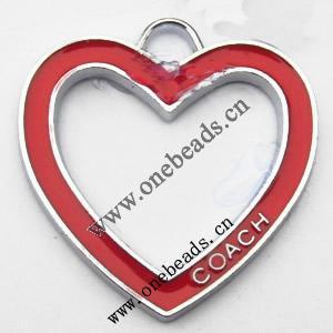 Zinc Alloy Enamel Pendant, Hollow Heart 28x28mm, Sold by PC