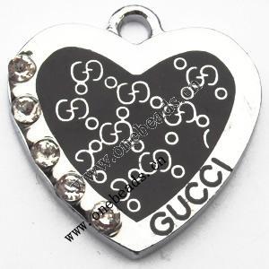 Zinc Alloy Enamel Pendant, Heart 23x24mm, Sold by PC