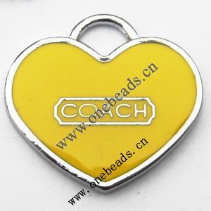 Zinc Alloy Enamel Pendant, Heart 25x23mm, Sold by PC