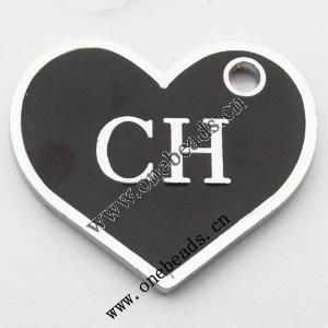 Zinc Alloy Enamel Pendant, Heart 25x22mm, Sold by PC
