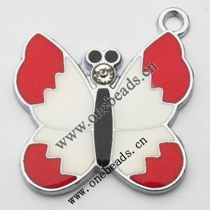 Zinc Alloy Enamel Pendant, Butterfly 26x31mm, Sold by PC