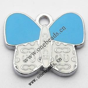 Zinc Alloy Enamel Pendant, Butterfly 20x16mm, Sold by PC