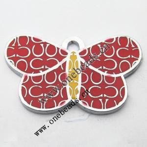 Zinc Alloy Enamel Pendant, Butterfly 37x23mm, Sold by PC