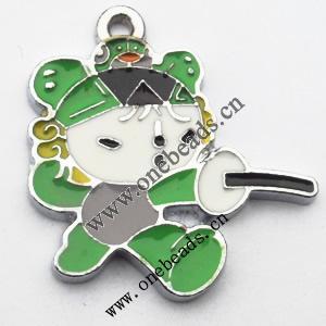 Zinc Alloy Enamel Pendant, 24x25mm, Sold by PC