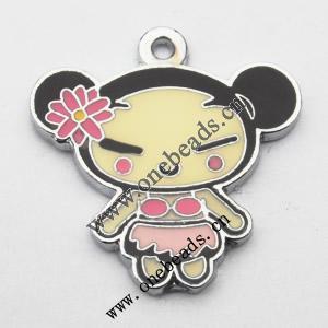 Zinc Alloy Enamel Pendant, Girl 37x28mm, Sold by PC