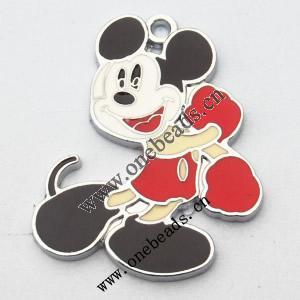 Zinc Alloy Enamel Pendant, Mickey Mouse 24x30mm, Sold by PC