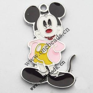 Zinc Alloy Enamel Pendant, Mickey Mouse 17x28mm, Sold by PC