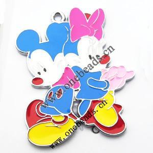 Zinc Alloy Enamel Pendant, Mickey Mouse 37x45mm, Sold by PC