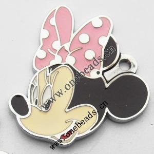 Zinc Alloy Enamel Pendant, Mickey Mouse Head 20x23mm, Sold by PC