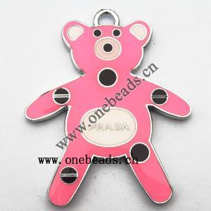 Zinc Alloy Enamel Pendant, Bear 42x51mm, Sold by PC