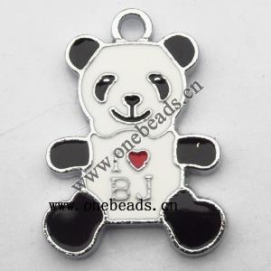 Zinc Alloy Enamel Pendant, Panda 21x29mm, Sold by PC