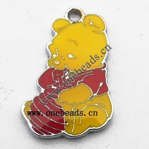 Zinc Alloy Enamel Pendant, Bear 15x23mm, Sold by PC