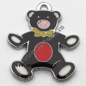 Zinc Alloy Enamel Pendant, Bear 20x23mm, Sold by PC