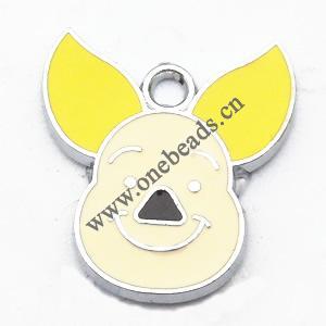 Zinc Alloy Enamel Pendant, Animal Head 20x22mm, Sold by PC