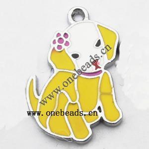 Zinc Alloy Enamel Pendant, Dog 18x28mm, Sold by PC