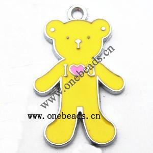 Zinc Alloy Enamel Pendant, Bear 15x26mm, Sold by PC