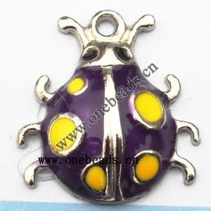 Zinc Alloy Enamel Pendant, Insects 18x21mm, Sold by PC