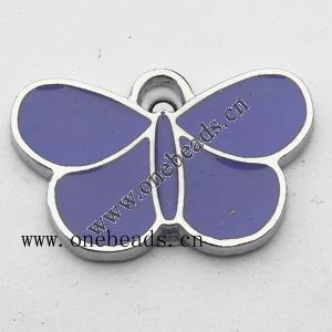 Zinc Alloy Enamel Pendant, Butterfly 25x16mm, Sold by PC