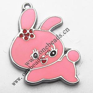 Zinc Alloy Enamel Pendant, Rabbit 25x32mm, Sold by PC